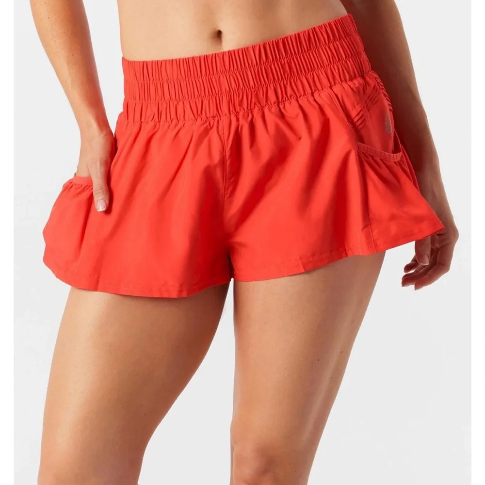 Free People Movement Get Your Flirt On Neon Coral Tennis or Pickleball Shorts
